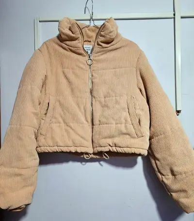 Chaqueta de cotele con cierre color salmon - miniatura 1