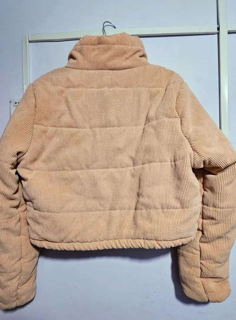 Chaqueta de cotele con cierre color salmon - 2