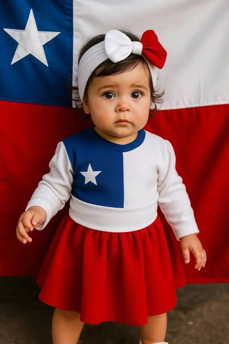 Vestidos de bebé y niñas bandera chilena - 2