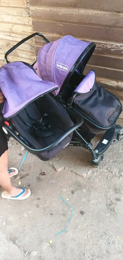 Coche doble para bebé Bebeglo morado - miniatura 1
