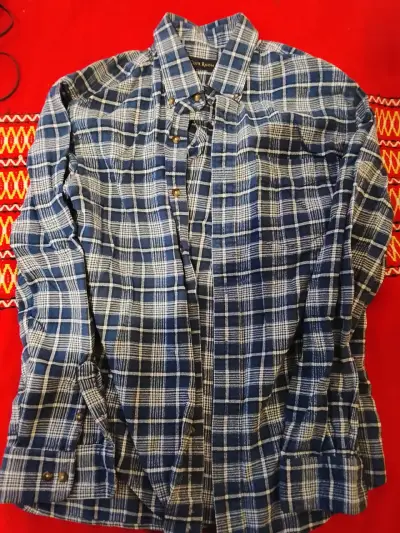 Camisa de franela a cuadros azul para hombre - miniatura 1