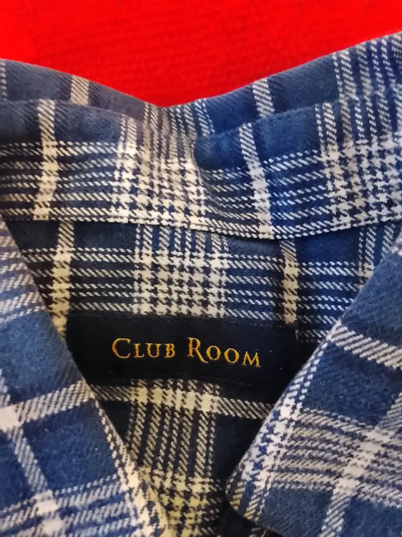 Camisa de franela a cuadros azul para hombre - 2