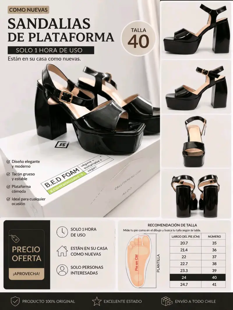 Sandalias de fiesta negras Pand-G talla 40 - 2