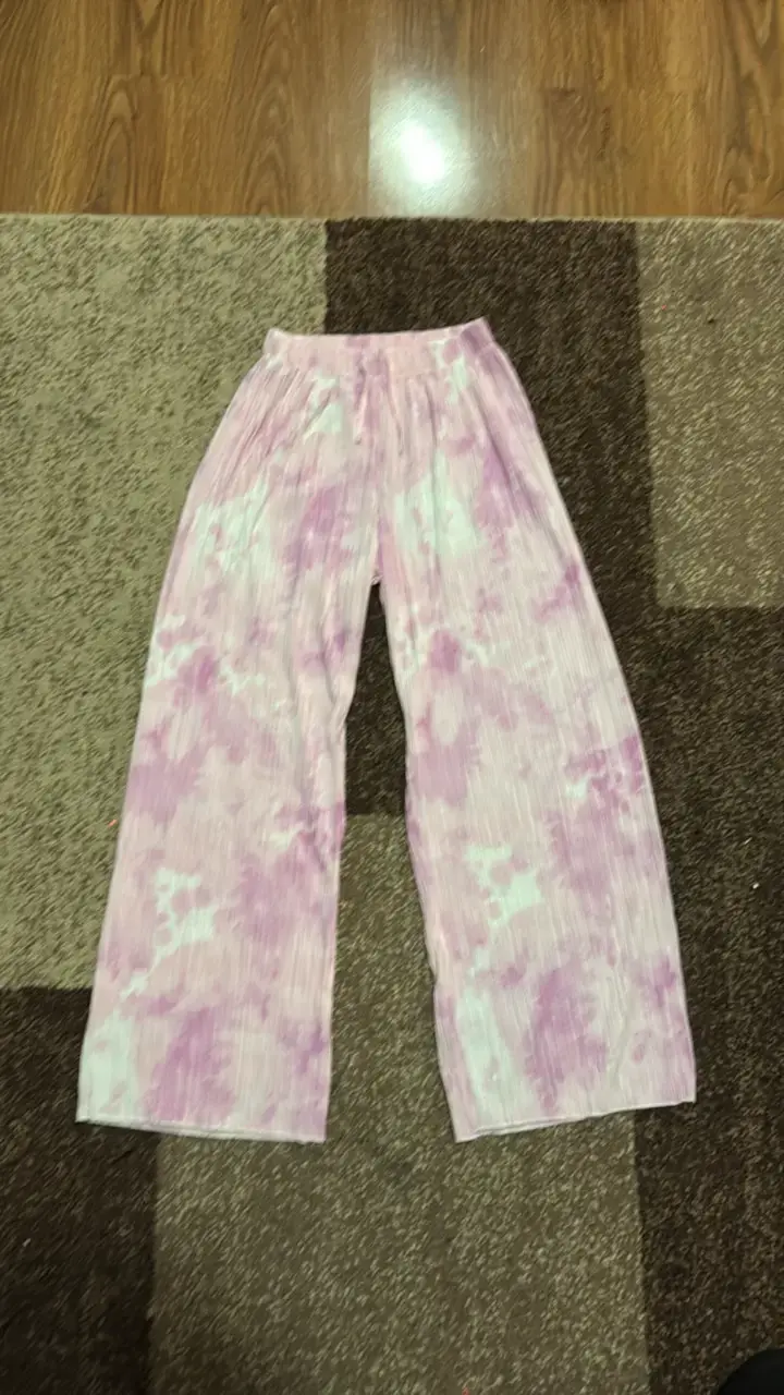 Pantalones anchos tie-dye rosa y blanco - 1