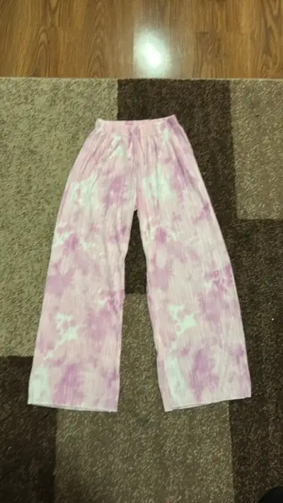 Pantalones anchos tie-dye rosa y blanco - miniatura 1