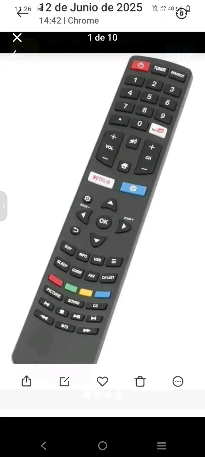 Control remoto universal para TV con botones de acceso rápido