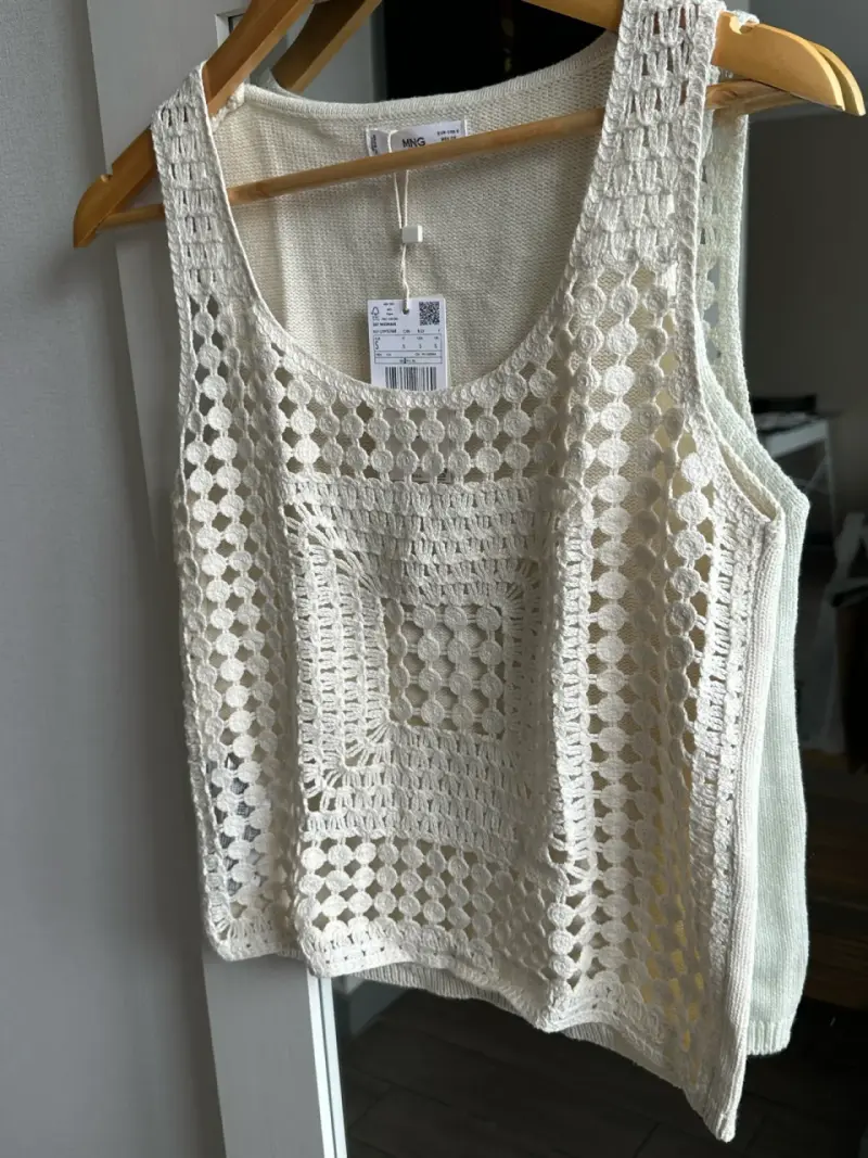 Top tejido de crochet beige MNG - 2