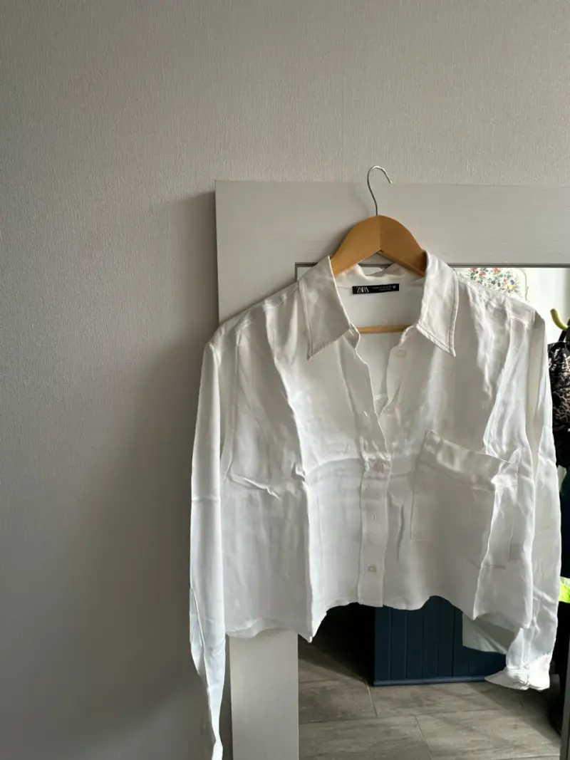 Blusa blanca de seda Zara para mujer - 1