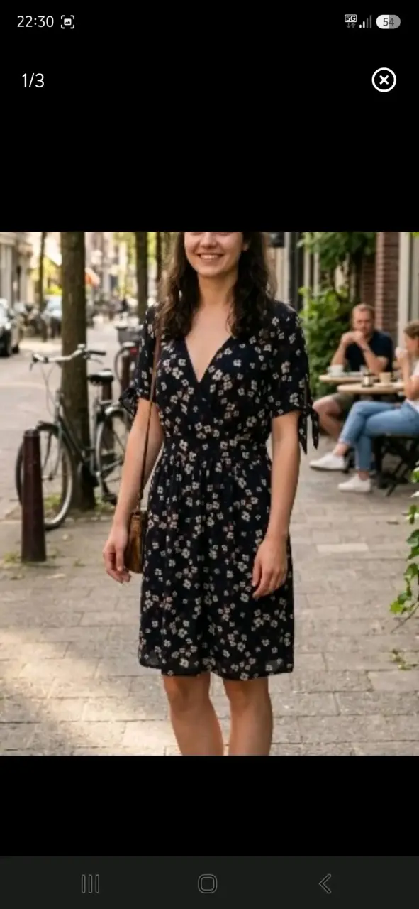 Vestido corto floral con mangas ajustables - 1