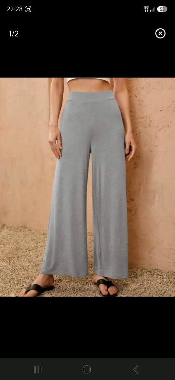 Pantalones anchos grises para mujer - 1