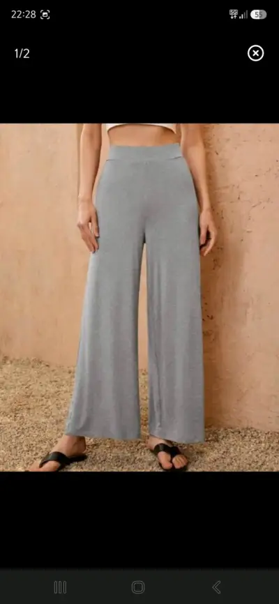Pantalones anchos grises para mujer - miniatura 1