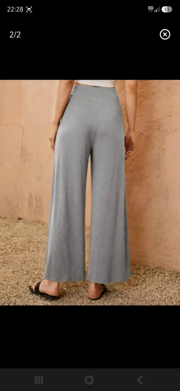 Pantalones anchos grises para mujer - 2