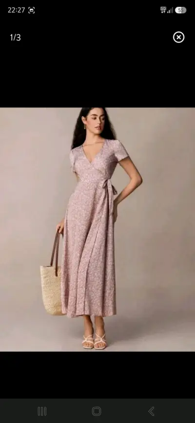 Vestido largo floral con lazo lateral - miniatura 1