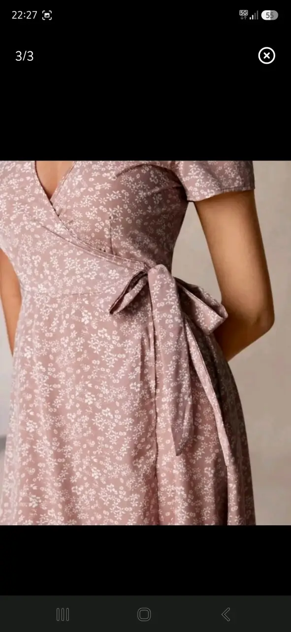 Vestido largo floral con lazo lateral - 3