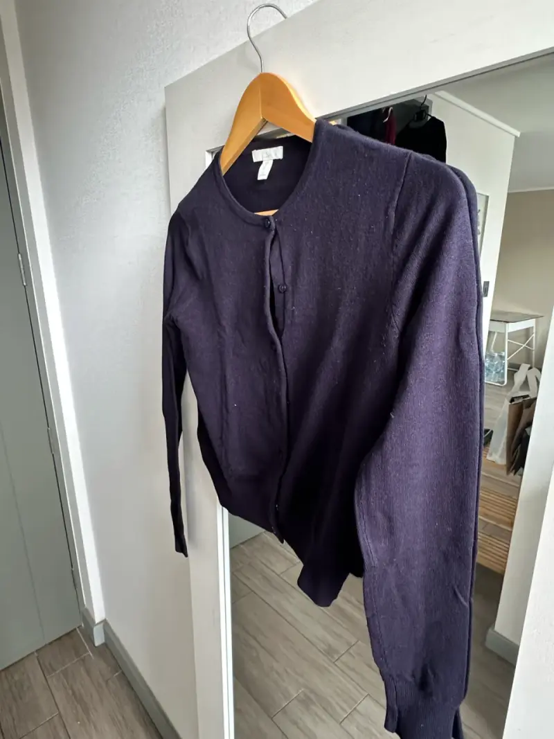 Cardigan de lana azul oscuro para mujer - 3