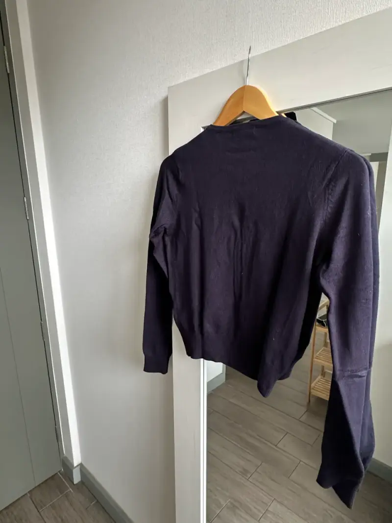 Cardigan de lana azul oscuro para mujer - 4