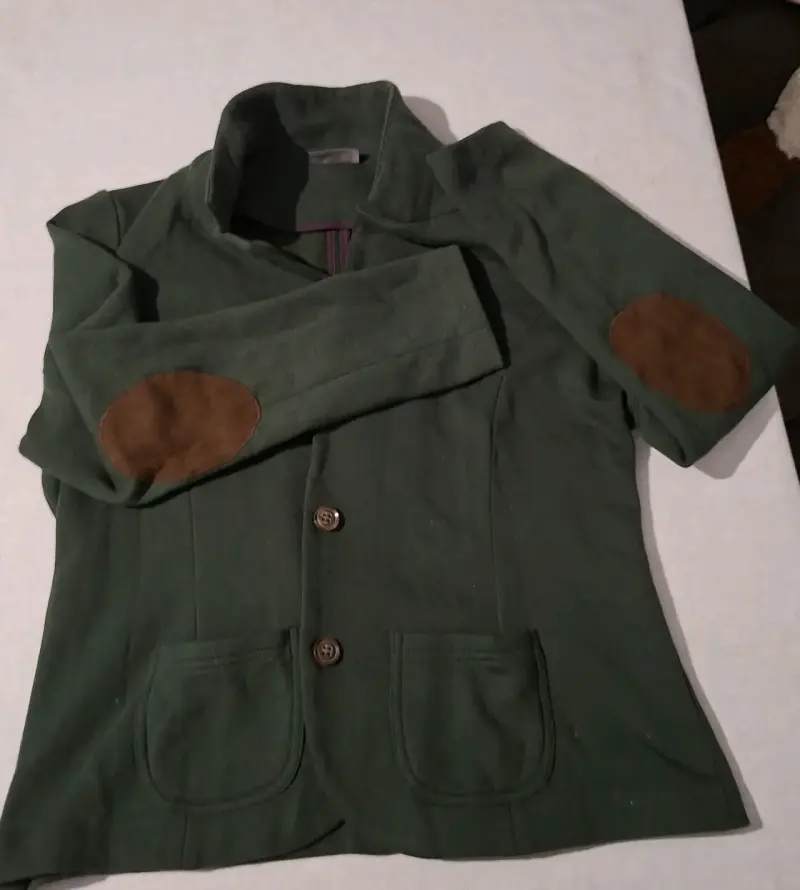 Chaqueta verde con coderas de gamuza - 1
