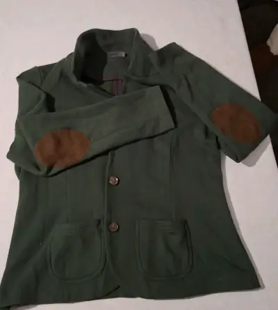 Chaqueta verde con coderas de gamuza - miniatura 1