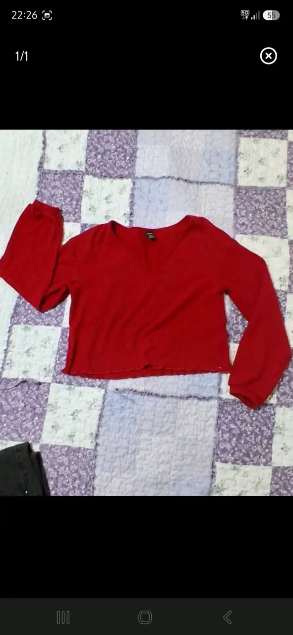 Polera roja manga larga para mujer