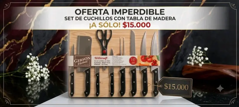 Set de cuchillos Gibson Home con tabla de madera