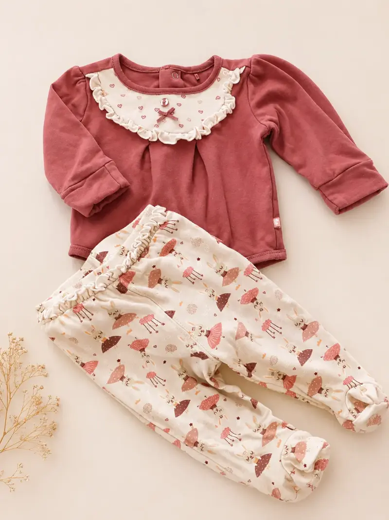 Conjunto de bebé con body y pantalón estampado - 1