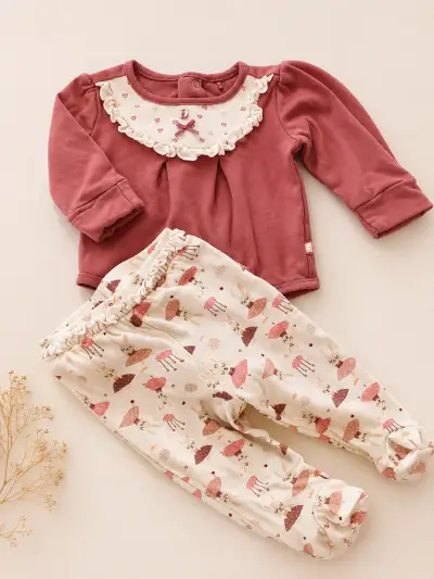 Conjunto de bebé con body y pantalón estampado - miniatura 1