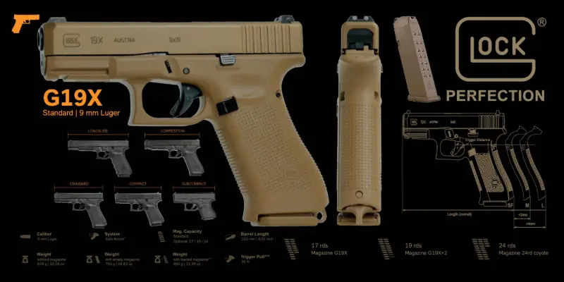 Taza negra con diseño de pistola G19X - 2
