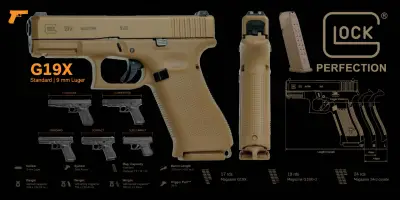 Taza negra con diseño de pistola G19X - miniatura 2