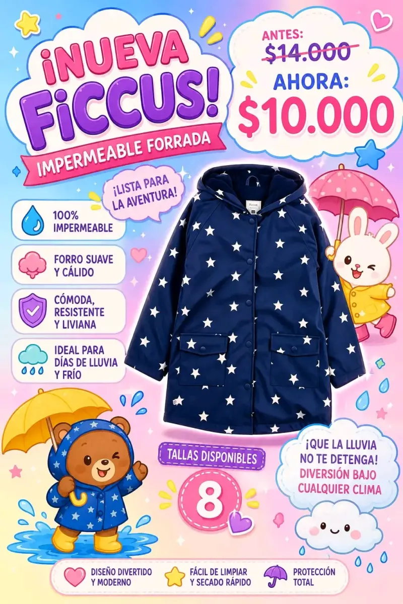 Impermeable Ficcus Forrado para Niños Talla 8 - 1