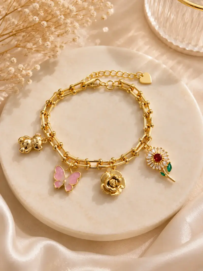 Pulsera lamanidas en oro 18kcon dijes decorativos - 1