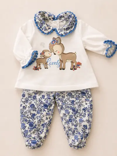 Conjunto de bebé estampado floral y ciervos - miniatura 1