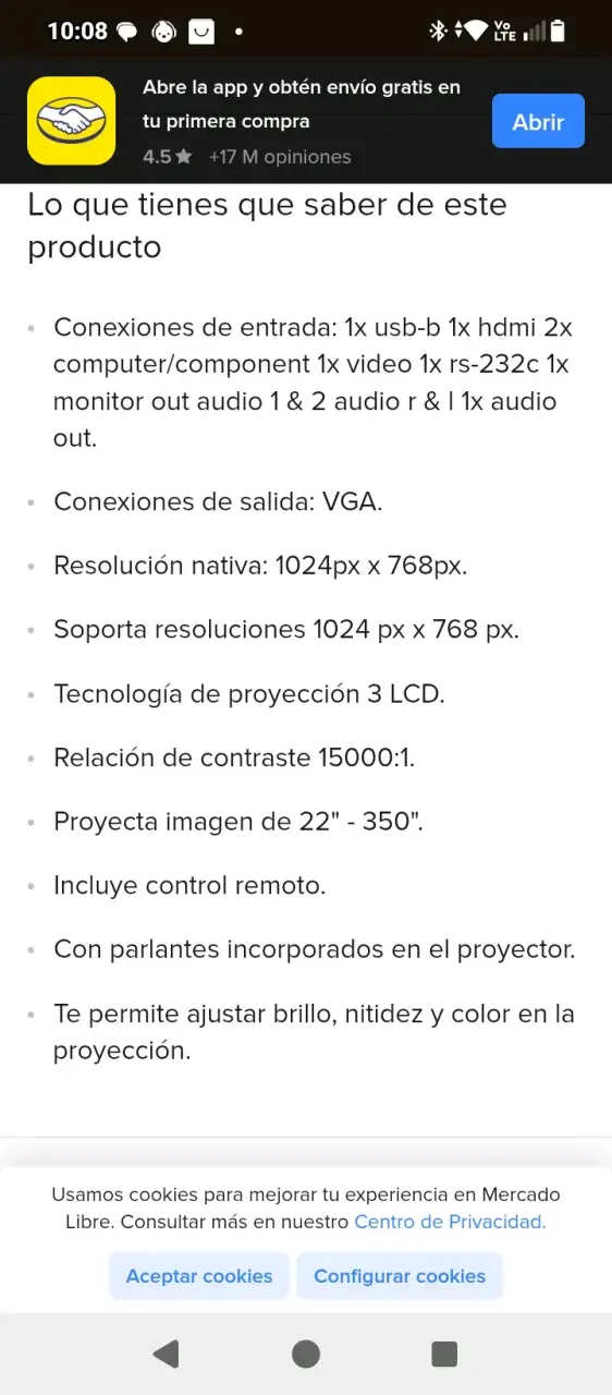 Proyector Epson 3LCD AV Mute E20 Powerlite - 5