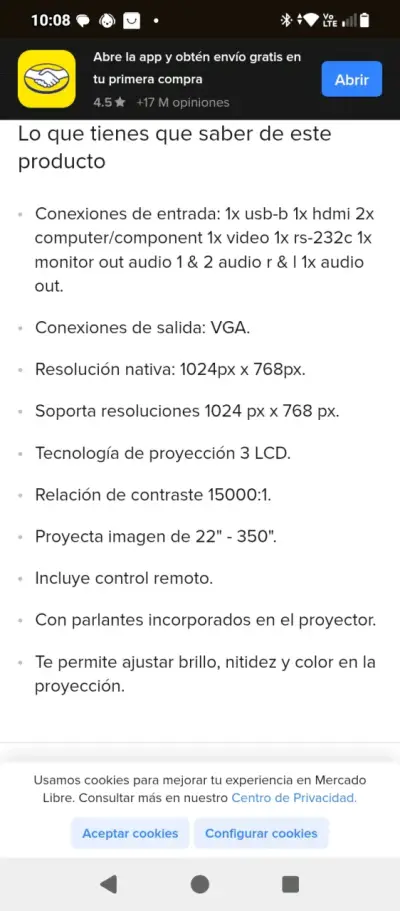 Proyector Epson 3LCD AV Mute E20 Powerlite - miniatura 5
