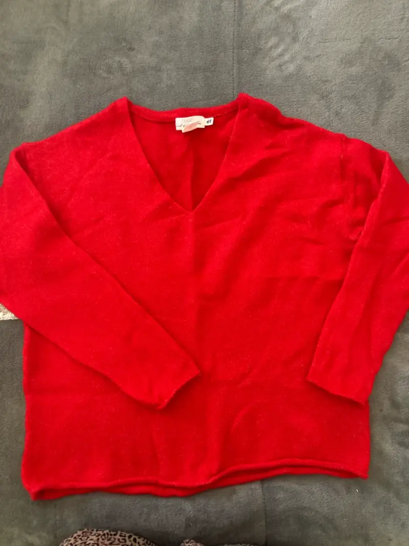 Suéter rojo de lana para mujer talla M