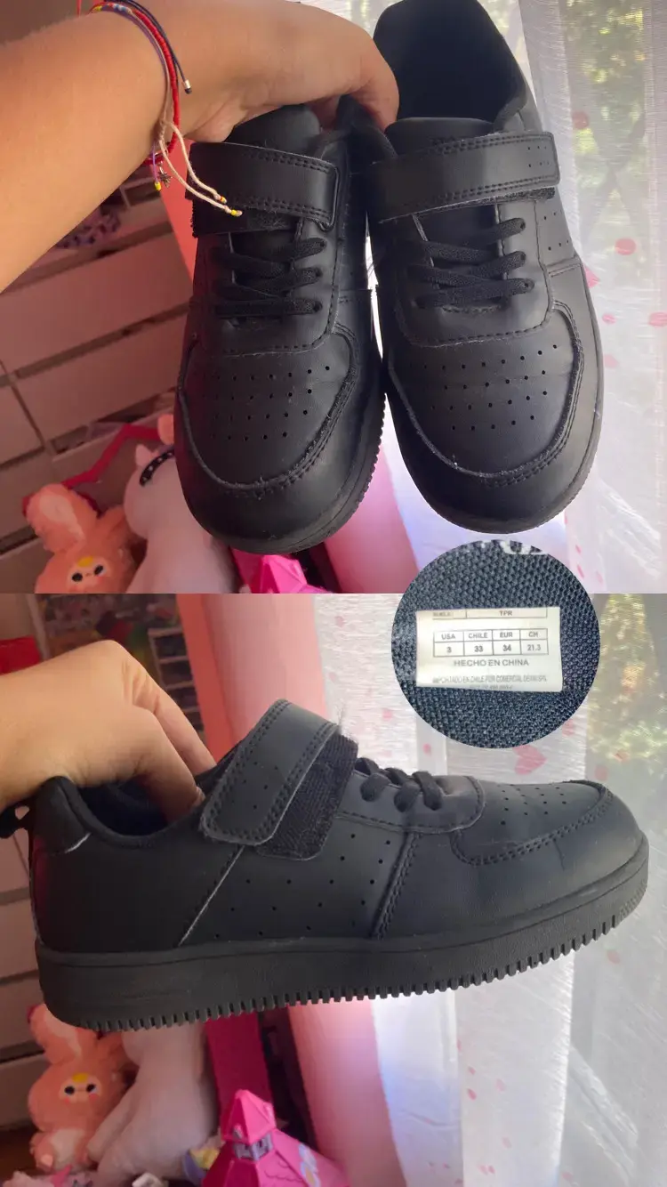 Zapatillas escolares negras con velcro talla 33