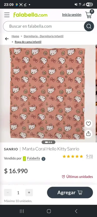 Manta Polar Hello Kitty Ultra Suave - miniatura 2