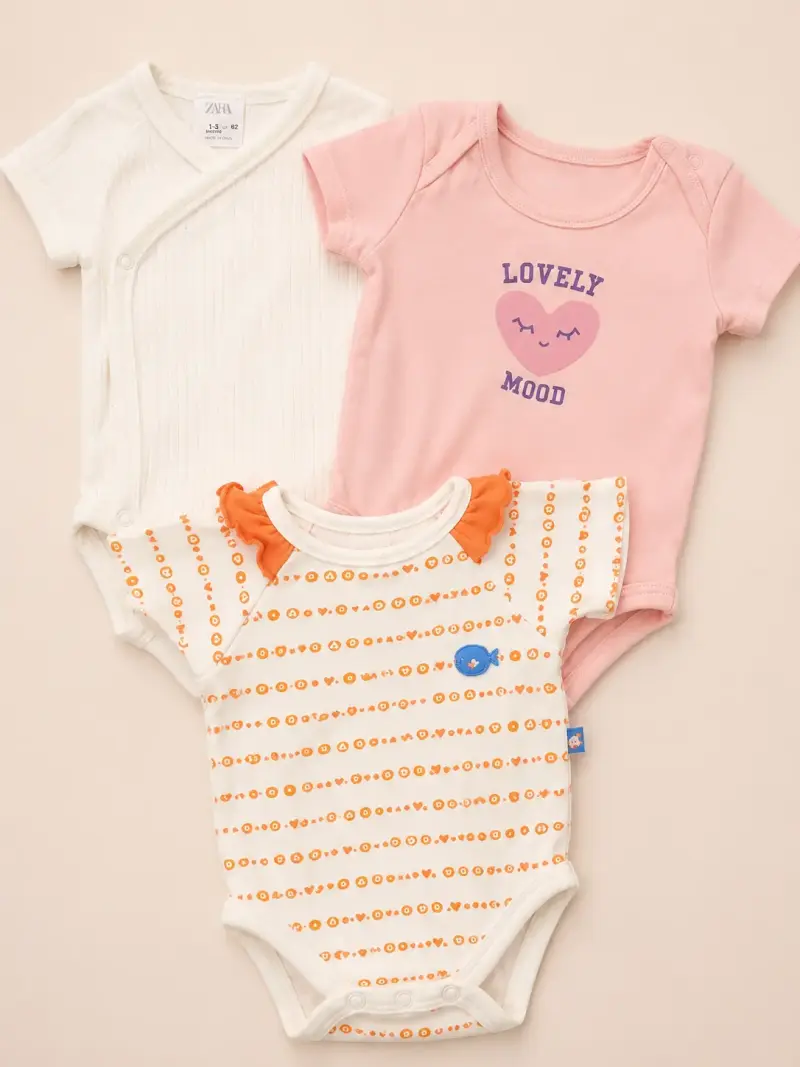 Set de 3 bodies para bebé Zara en algodón - 1