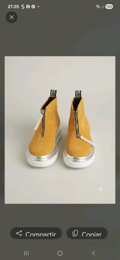 Botines de gamuza amarillos con cierre - miniatura 1