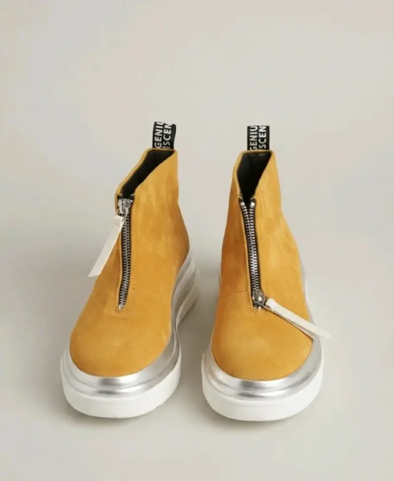 Botines de gamuza amarillos con cierre - 2