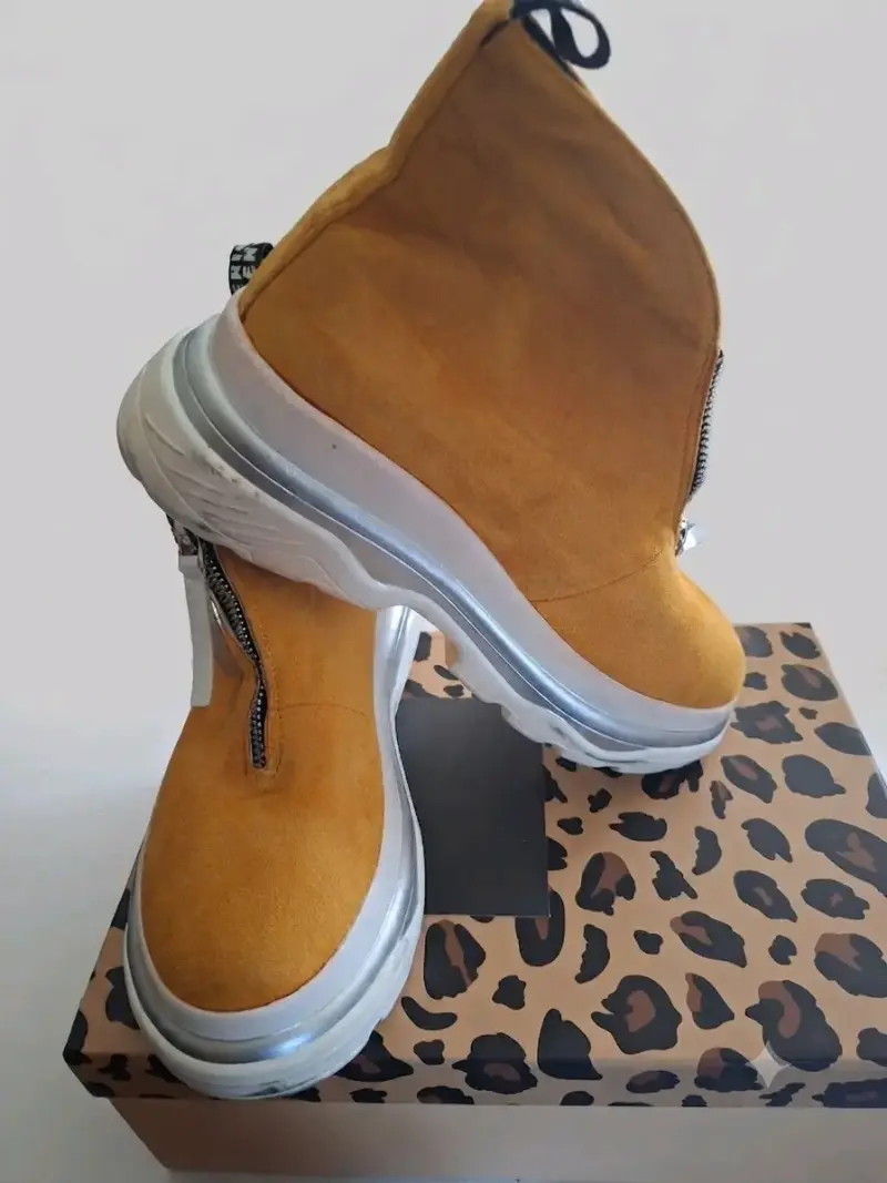 Botines de gamuza amarillos con cierre - 3