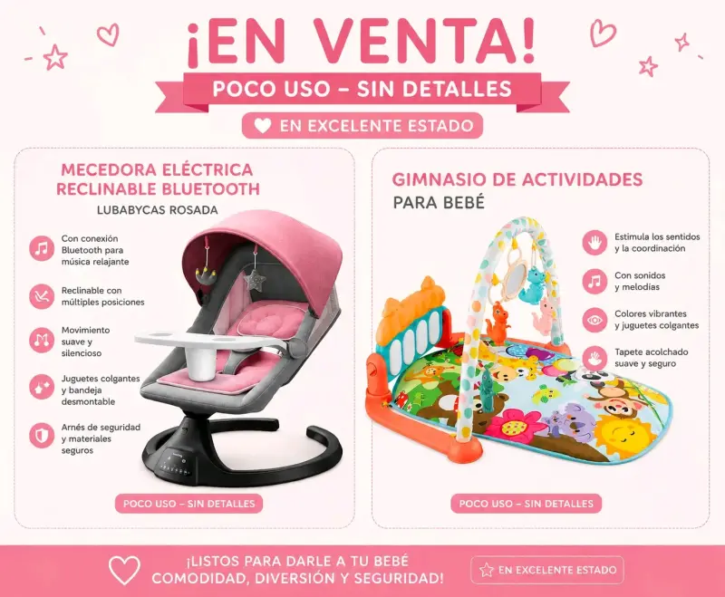 Mecedora Eléctrica Reclinable Bluetooth Lubabycas Rosada