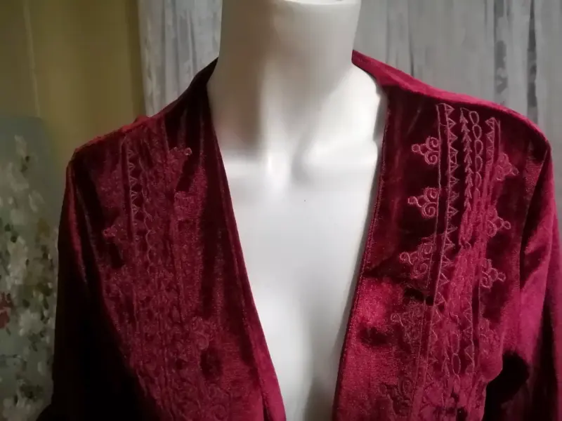 Chaqueta de terciopelo burdeos con bordados - 3