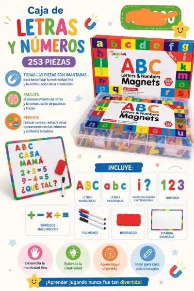 Caja de Letras y Números Magnéticos Toyssa 253 Piezas - miniatura 1