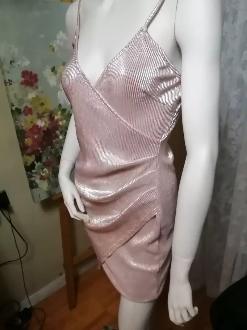Vestido corto de fiesta rosa brillante - 2