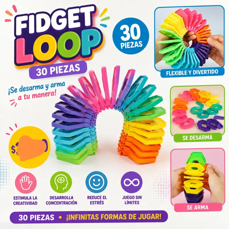 Fidget Loop de 30 Piezas Multicolor