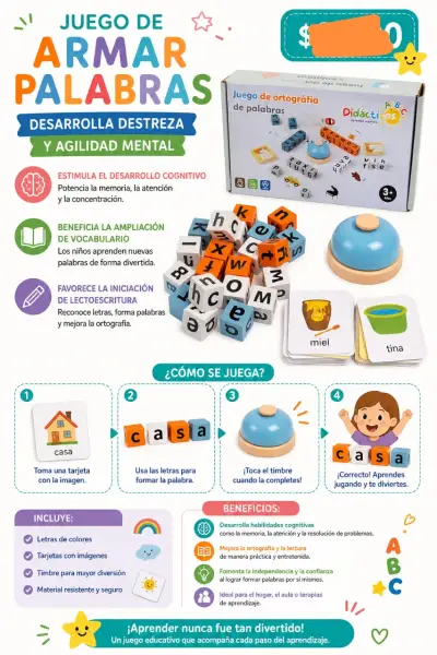 Juego de Armar Palabras Didáctico para Niños - miniatura 1