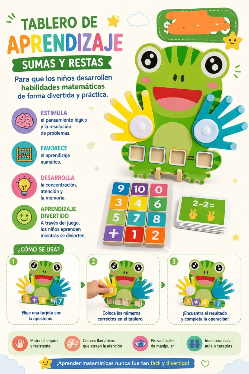 Tablero de Aprendizaje Sumas y Restas para Niños - 1