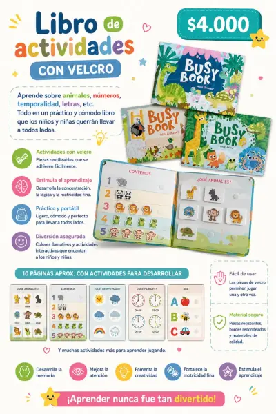Libro de actividades con velcro para niños - miniatura 1