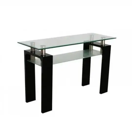 Mesa de vidrio moderna con patas negras - 1