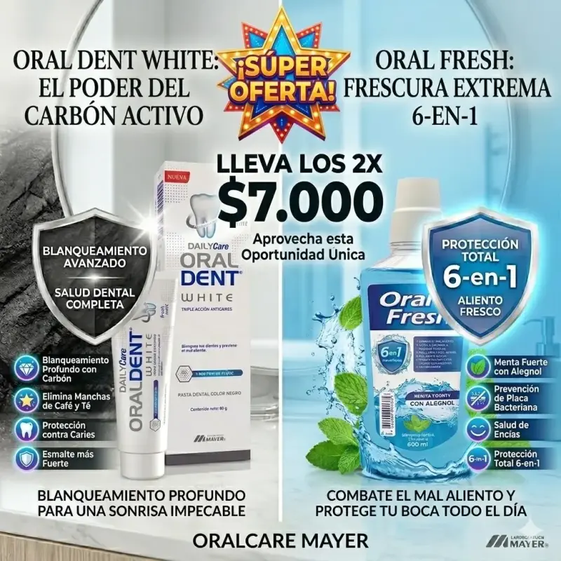 Pack de Pasta Dental y Enjuague Bucal Oral Dent White y Fresh
